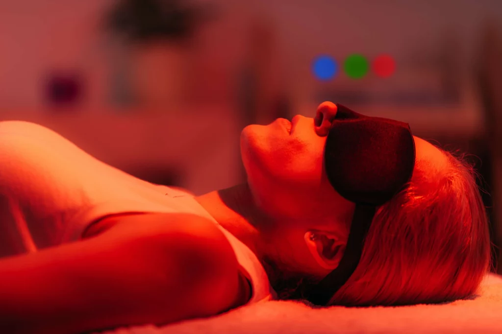 Woman taking Red Light Therapy at Rejuven8 Medical in Sugar Land TX