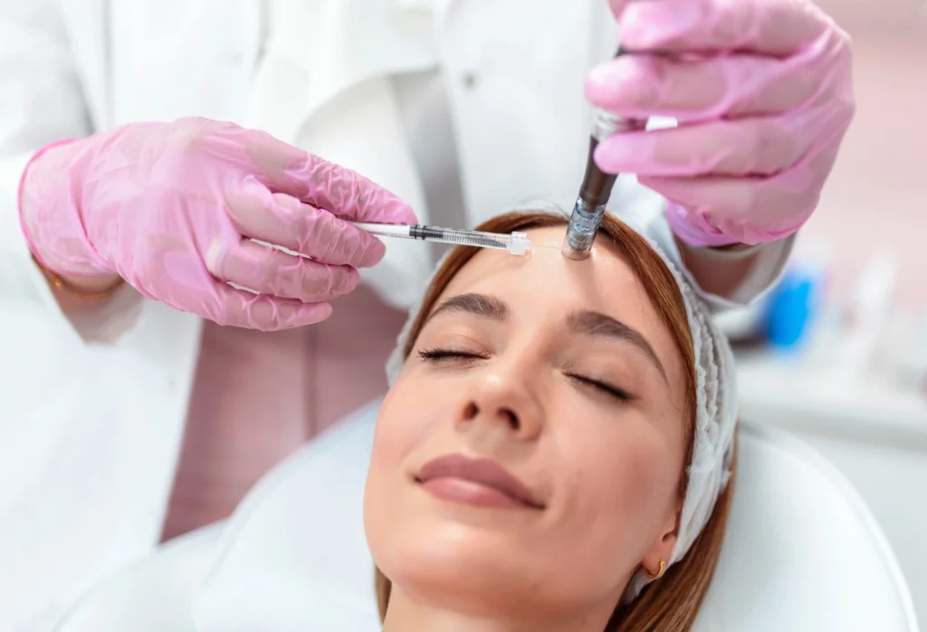 Woman Getting Microneedling with RF at Rejuven8 Medical