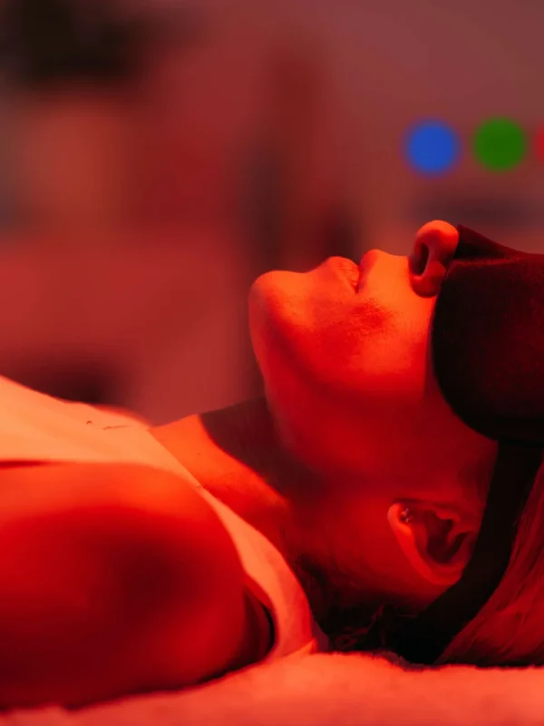 Woman taking Red Light Therapy at Rejuven8 Medical in Sugar Land TX